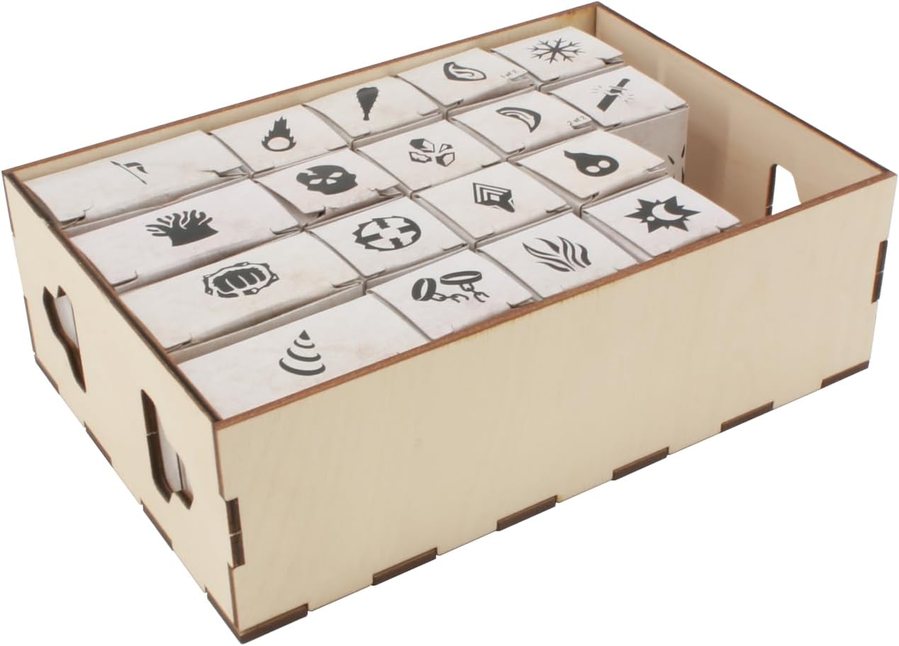 The Broken Token Frosthaven Compatible Game Organizer with Monster Tuck Boxes - Wood Storage Box with Multiple Trays for Cards, Tokens & More - Wooden Game Organizer