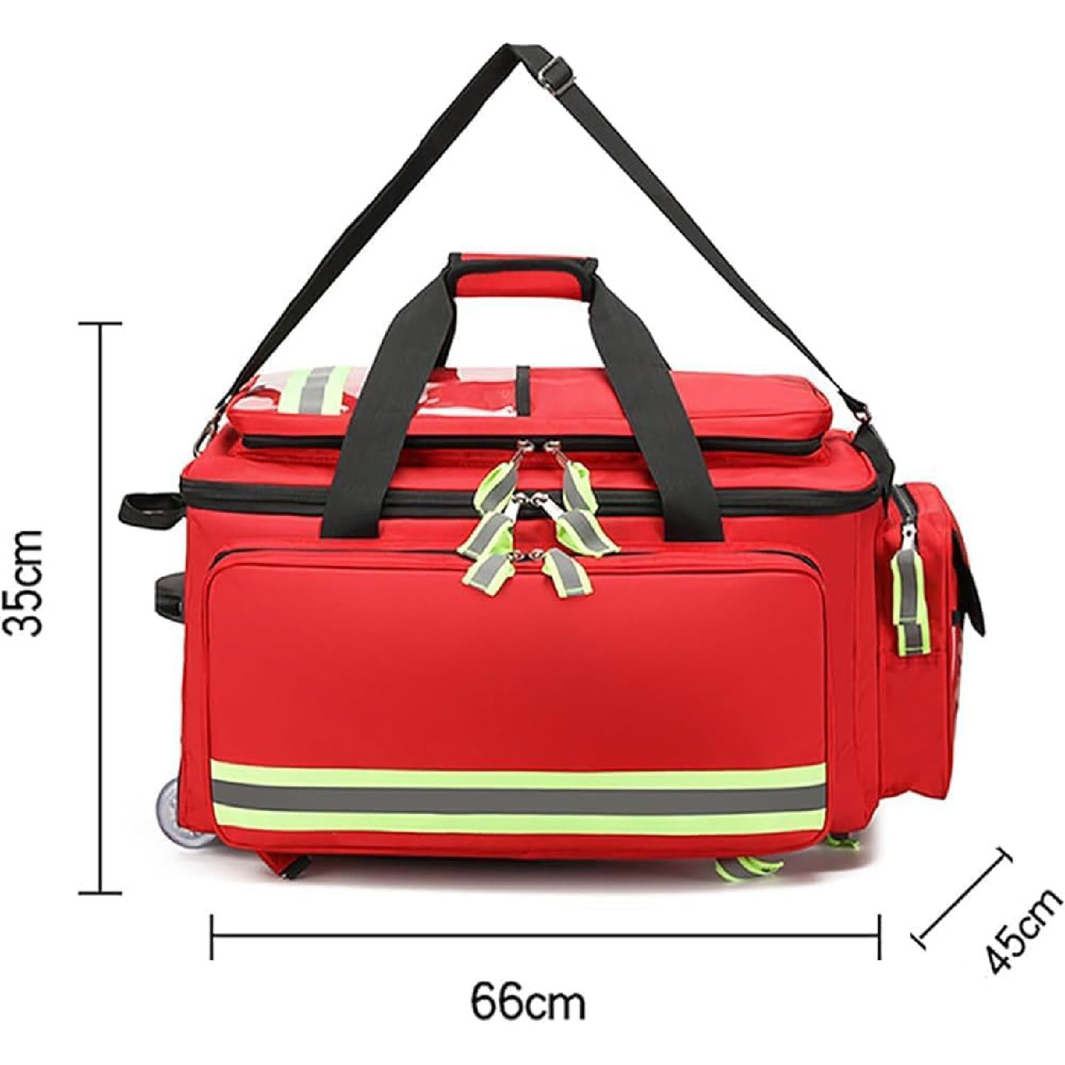 Bolsa carrito médico con ruedas, bolsa de botiquín de primeros auxilios de gran capacidad, mochila médica de emergencia con ruedas, compartimentos y bandas reflectantes para médicos y socorristas