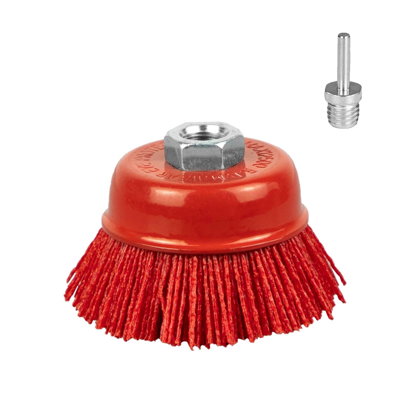 SALI 3" Abrasive Filament Nylon Bristle Cup Brush - Coarse Sanding Scuffing Brush, 5/8" 11 Thread, 1/4" Drill Arbor -Metal Furniture Surface Prepping&