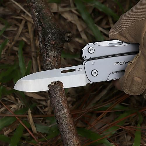 Miniatura 8 de ROXON S803E Elite Flash Multiherramienta con 20 funciones, incluyendo alicates fuertes, varilla de pedernal, cuchillas bloqueables de tamaño