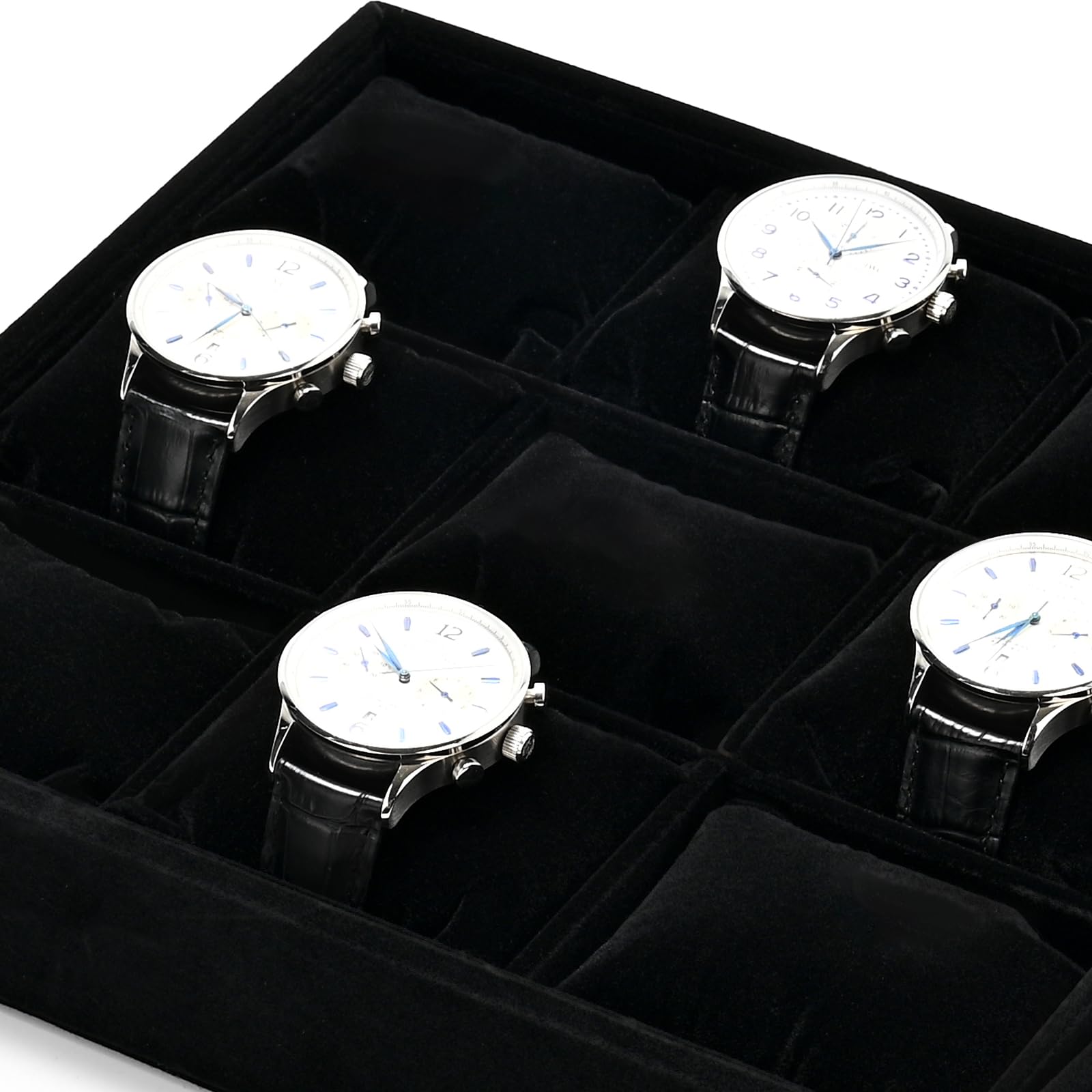 Oirlv Noir Velours 12 Grilles Plateau à Montres,Plateau à Bijoux,