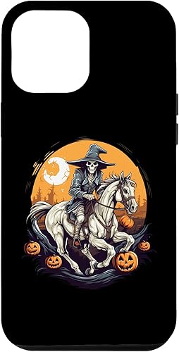 Funda divertida para iPhone 13 Pro Max con diseño de esqueleto de vaquero para Halloween