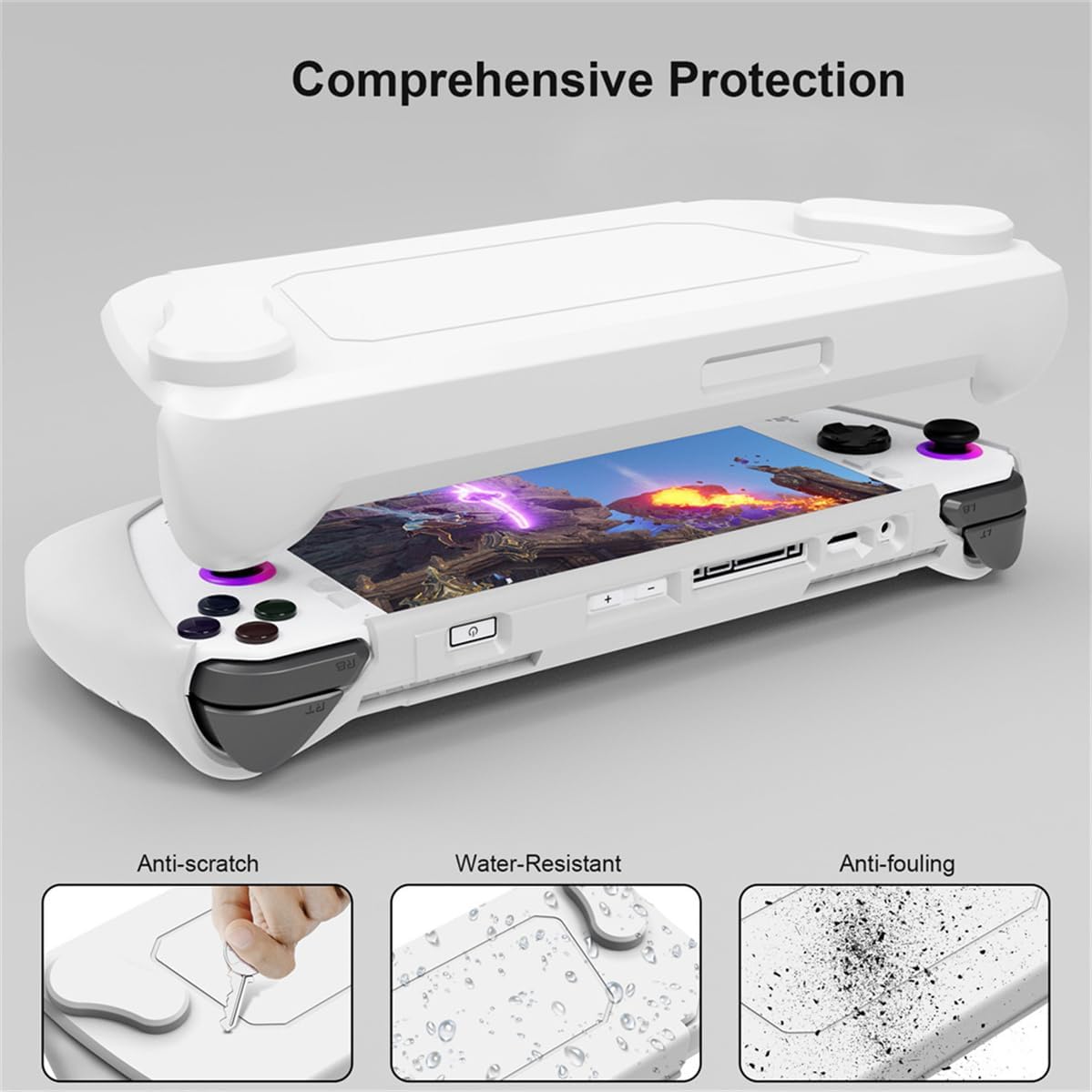 TPU Protective Case with Front Cover Compatible with Asus Rog Alloy Z1 Extreme, Shock-Absorption Case Kickstand, Non-Slip and Anti-Scratch Sleeve Full Protection Cover Skin (Gray)