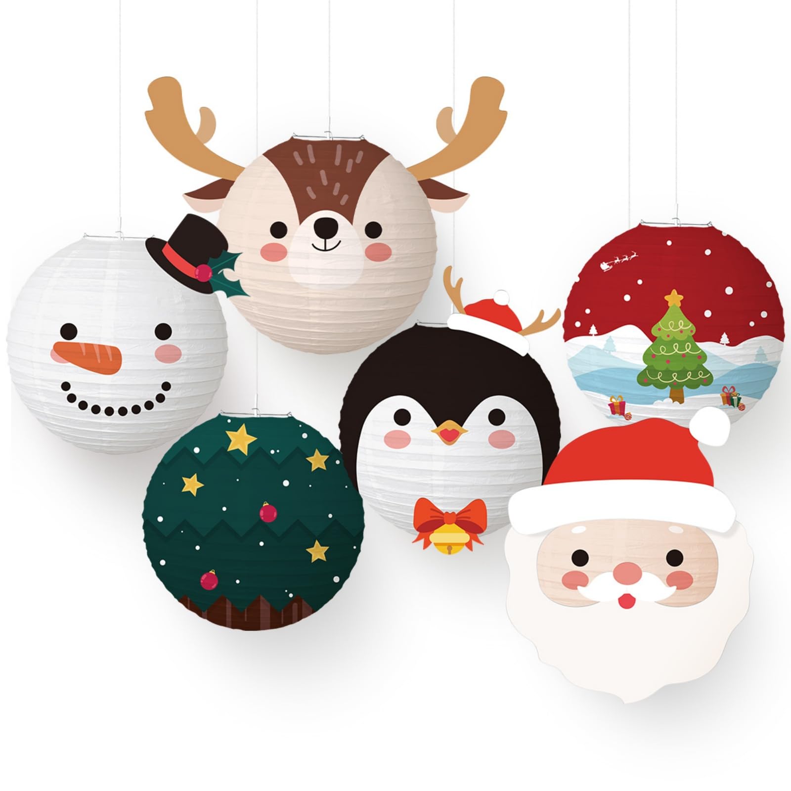Hsioluted Festival Cartoon Design Paper Lamps Seasonal Decoration for Christmas Parties School Event Quick Setups Sturdy Recyclable Materials Holiday Paper Lamps