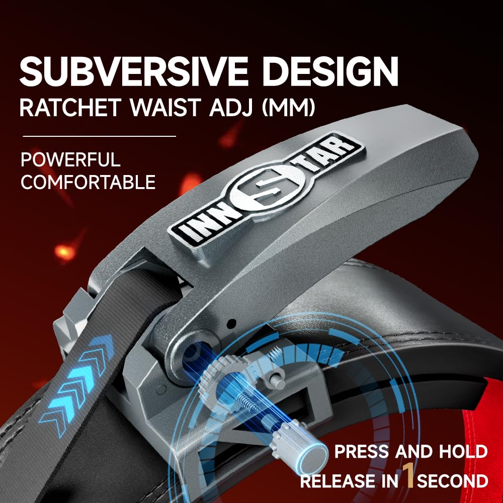 INNSTAR Weight Lifting Belts Gym Fitness, 10-13MM Thick & 4 Inch Wide Weight Belt for Men Women-Adjustable Functional Support for Squats, Deadlifts, Strength Training (R4-10MM Cowhide-Black, Large)