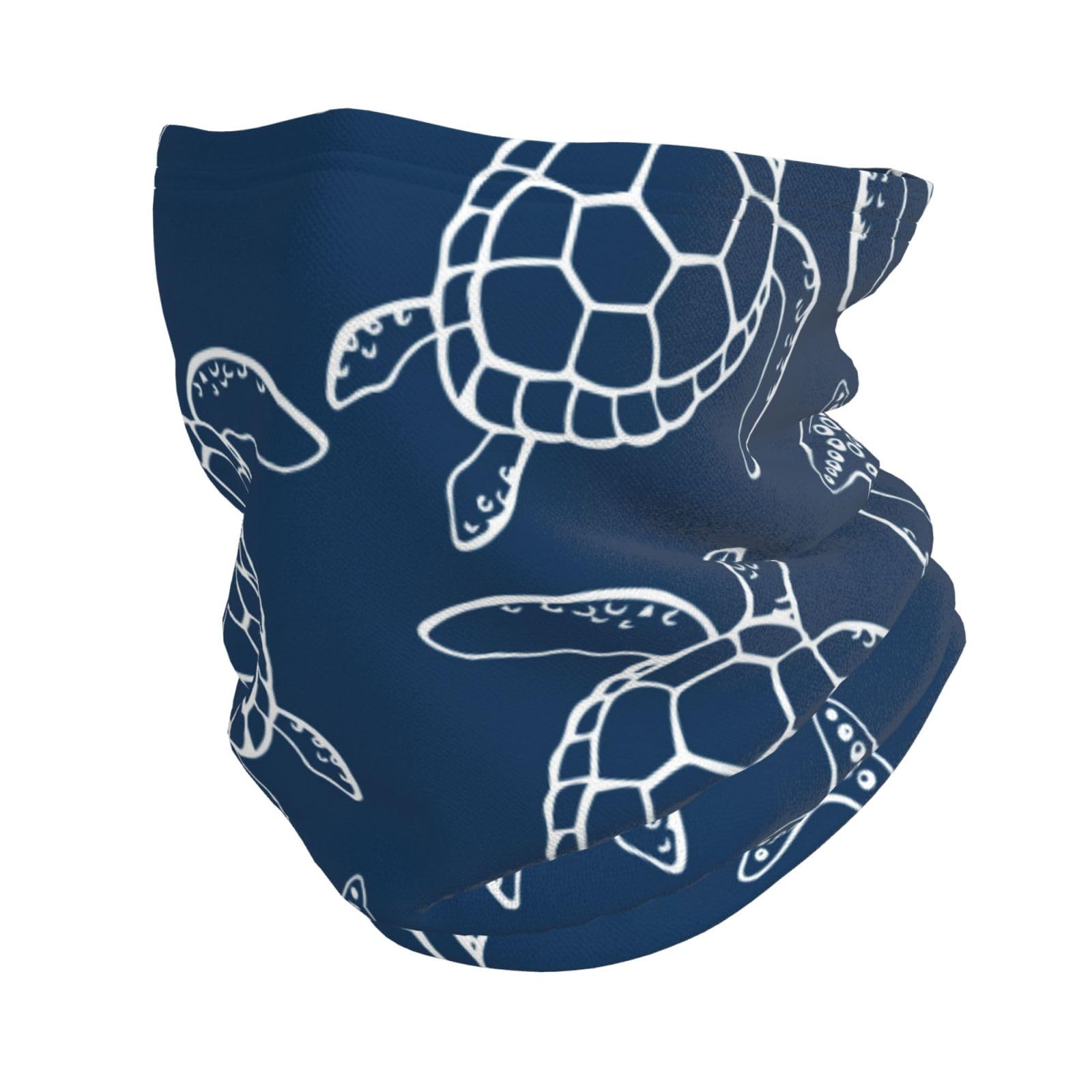 Gawuoab Unisex As Picture Turtle On Blue Background Warmer Gaiter Fleece Winter Neck Face Mask Cover, Windproof Cold Weather Scarf