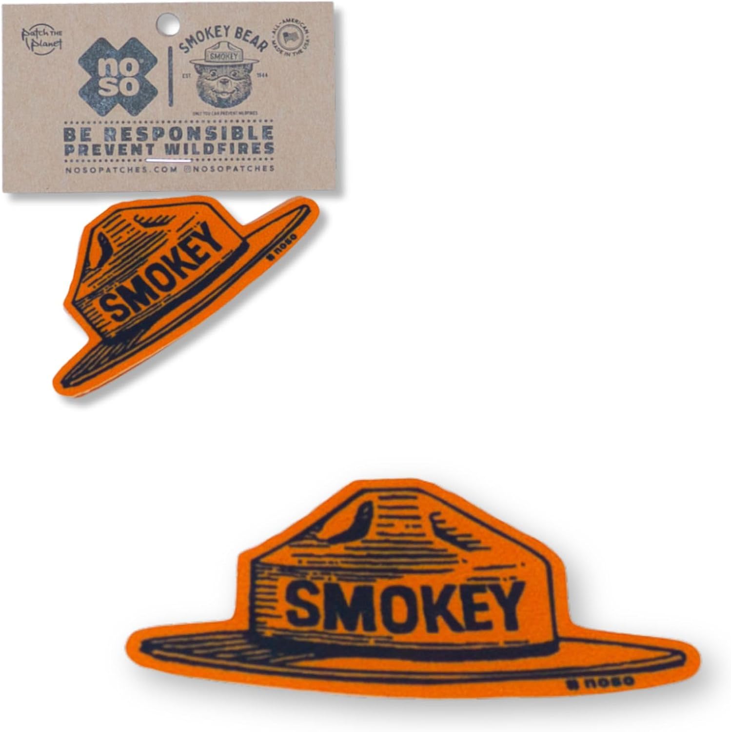 Noso Smokey Bear Officially Licensed Patch, Peel & Stick No-Sew Waterproof Fabric Patch for Jackets, Tents, Rain Shells, Sleeping Pads, Hats, Outdoor Gear & Clothing, Supports Wildfire Prevention