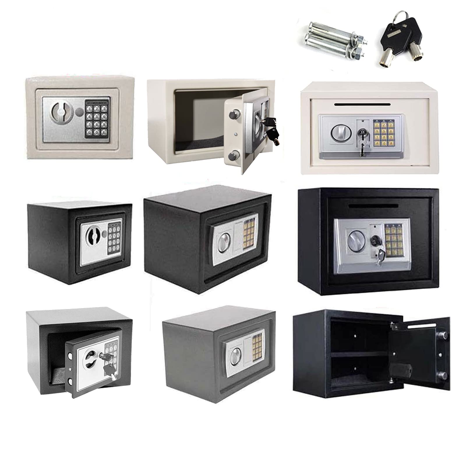 Security Safe Cash Box, Cabinet Safe with Digital Keypad Safety Key Lock for Home Business Office Hotel Money Document Jewelry Passport (Medium 8.5L, White)