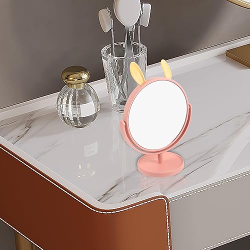 Miniatura 7 de LALAFINA Espejo de maquillaje para escritorio, con forma de orejas de conejo, espejo cosmético de mesa para el hogar, dormitorio, baño, espejo de