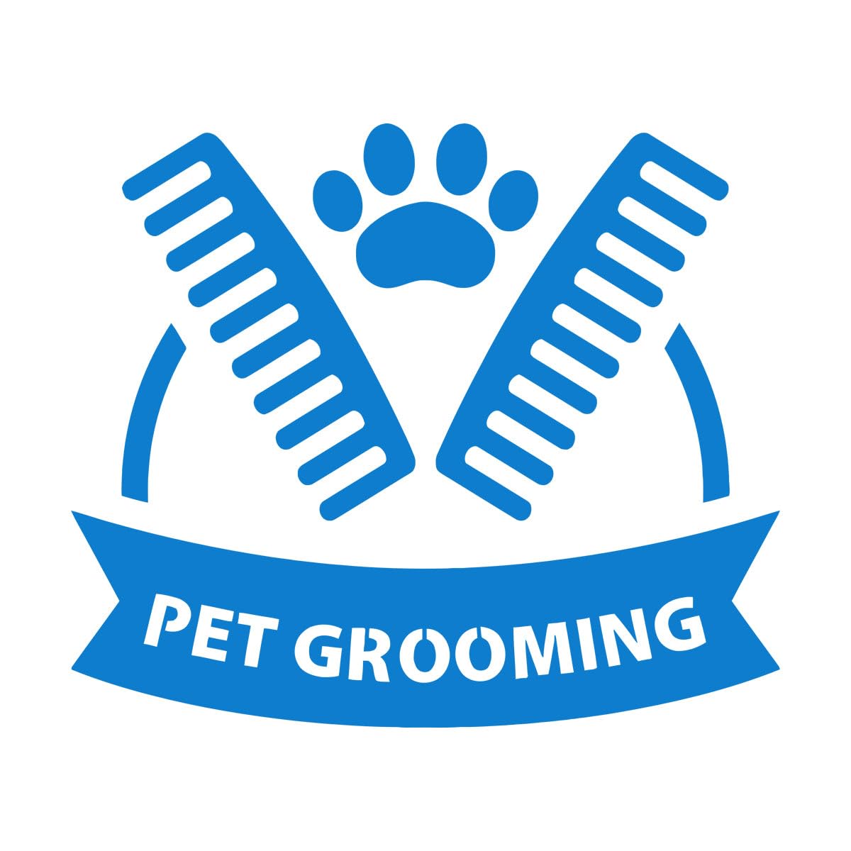 Vinyl Art Sticker Pet Grooming Beauty Salon Comb Signboard 81x93.5cm Can Modify and add Information Extra Large Blue — image 1