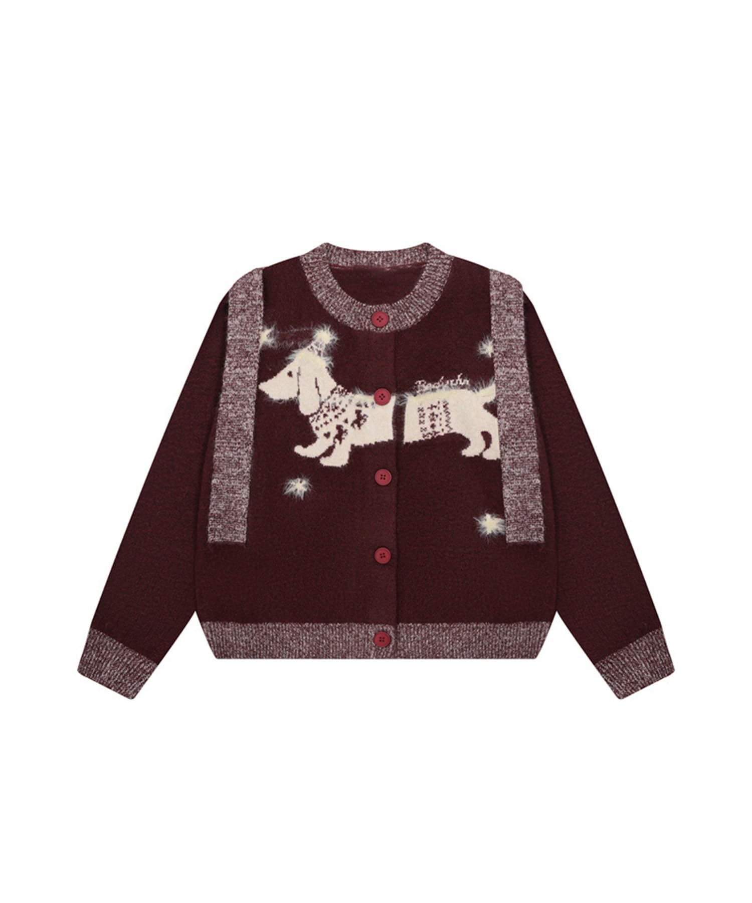 Bakyarder Womens Cute Dachshund Pattern Cardigan Sweater Vintage Knitted Button Down Long Sleeve Top
