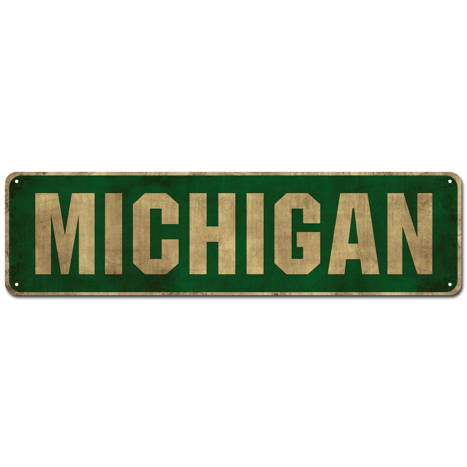 peiyeety Vintage Metal Tin Sign Decorative Wall Art Michigan Themed Street Sign, Rustic Style, Durable Waterproof Rustproof, For Home, State Decor, Easy To Mount, 4x16 Inch