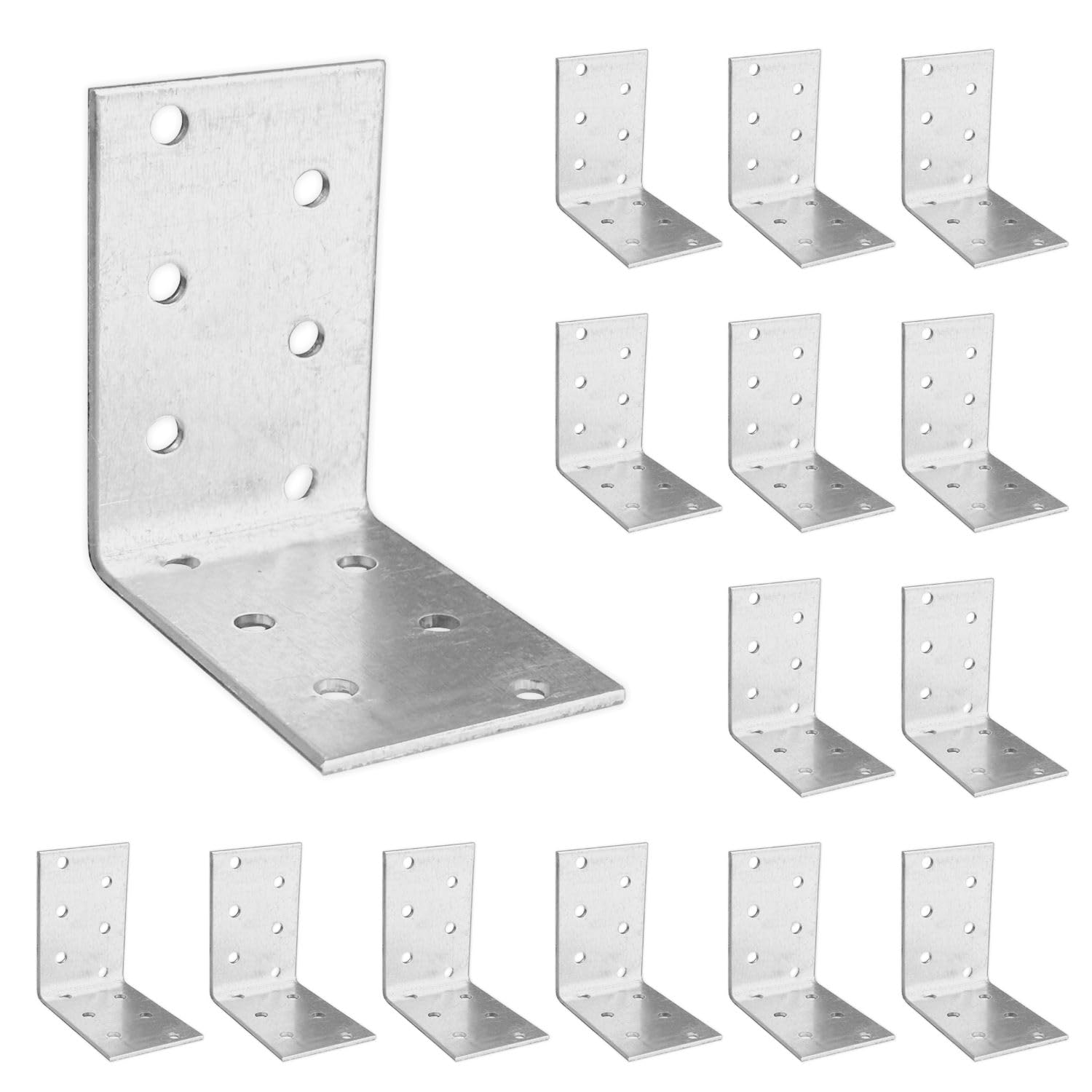 OMIDEAS 15 x Angle Brackets (60 x 60 x 40 x 2) Corner Metal Braces Wood Timber Galvanised Steel Sheet Connecting Joining Fixing L Repair Connector