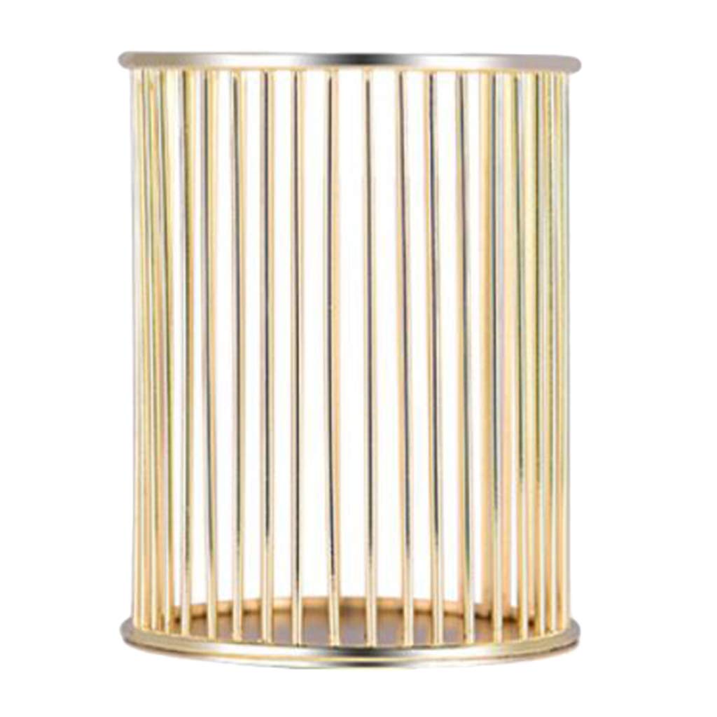Stifteköcher aus Eisen, rund, Drahtgeflecht, Stiftehalter, Stiftehalter, Schreibtisch-Organizer, goldfarben, 10 Stück