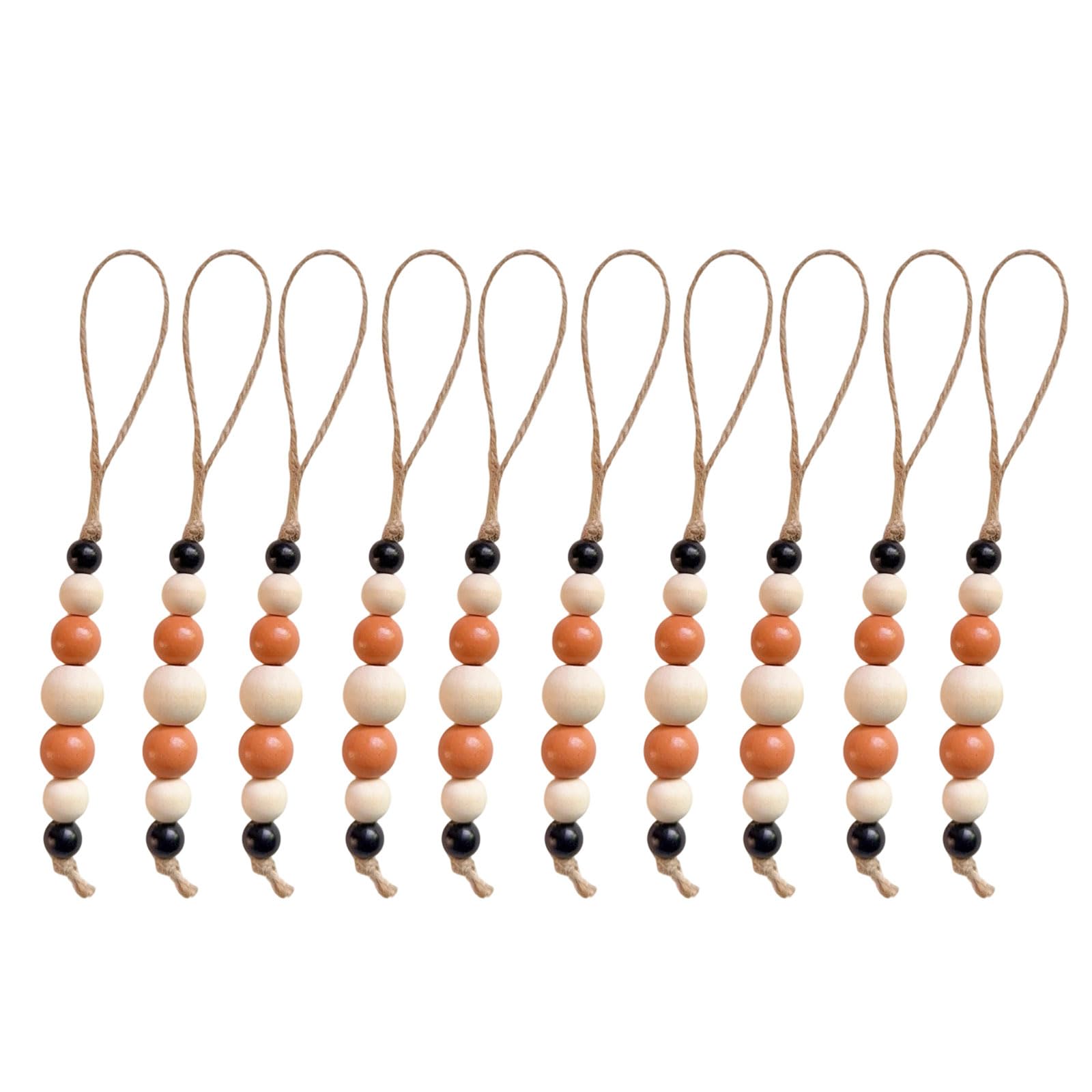hogtnd 10 Pieces Wooden Beads Christmas Ornaments with Rope for Indoor Outdoor Christmas Decoration Bead Decoration