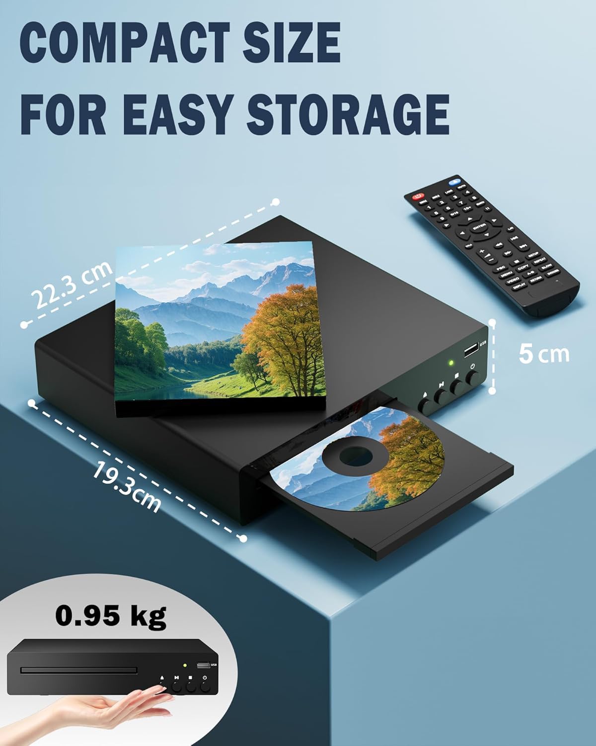 DVD Player HDMI, DVDs-Players für Fernseher, RCA, USB, Fernbedienung, unterstützt 1080P, NSTC/PAL, Breakpoint-Speicher, Region Free DVD Player