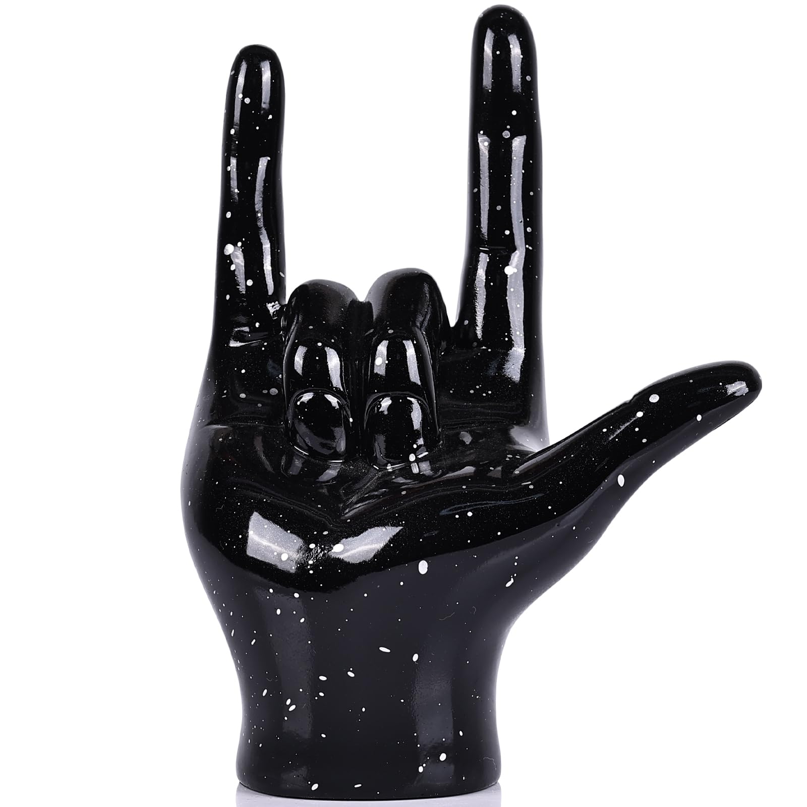 Black Decor, Black Gesture Statues and Sculptures, Finger Decor Gesture Statue Black I Love You Sign Modern Art Stand Ring Holder Sculpture Decorative Objects Language Gifts for Couples Bedroom Decor