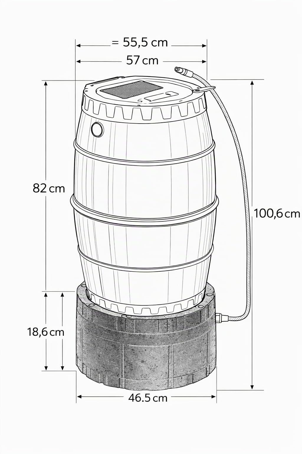 YERD Regenfass Set Regentonne Wassertank Regentank 170 Liter mit Untergestell