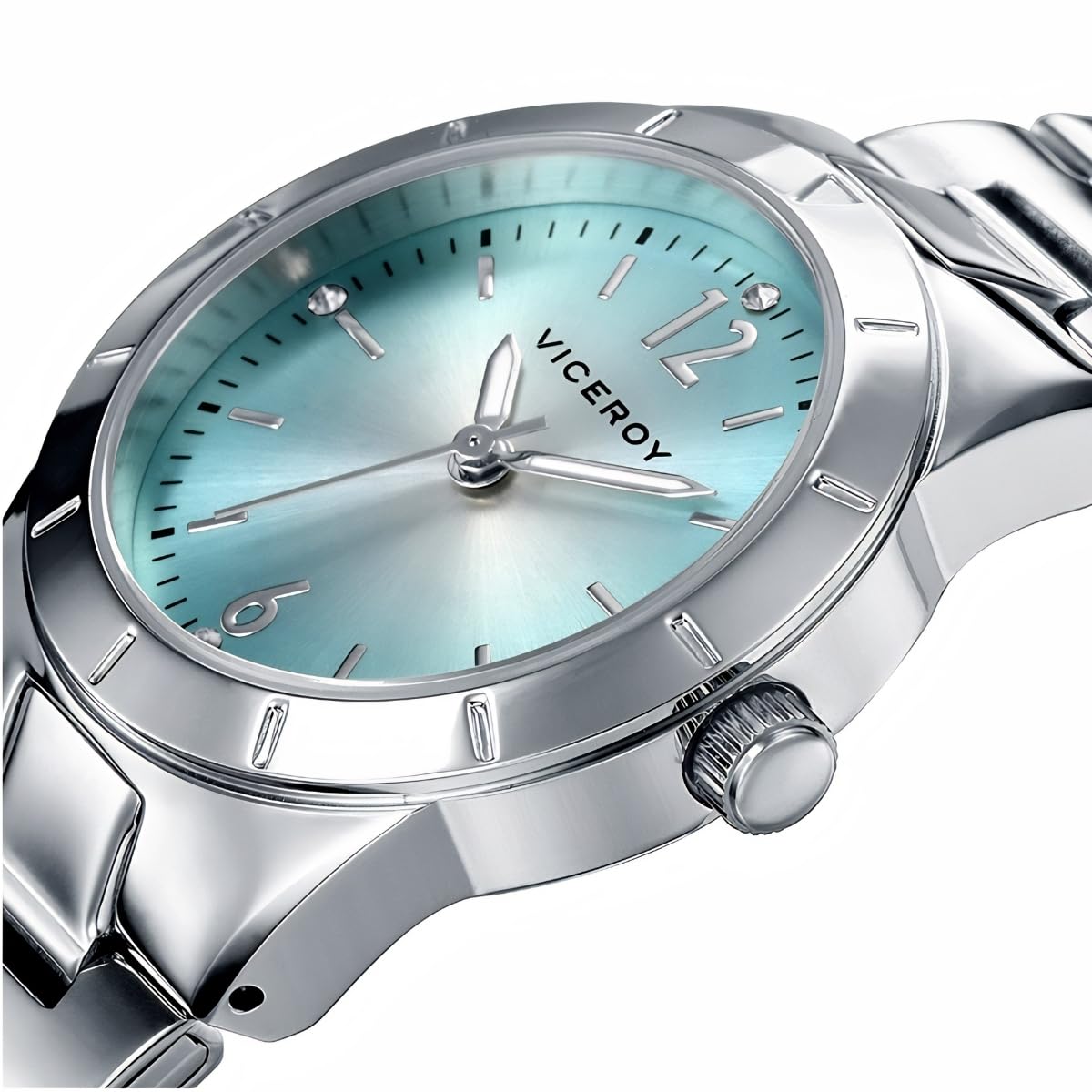 Viceroy Reloj Analógico Mujer de Acero Inoxidable - Movimiento de Cuarzo - Esfera Azul - Resistente al Agua 5 ATM - Colección Chic – 40870-35