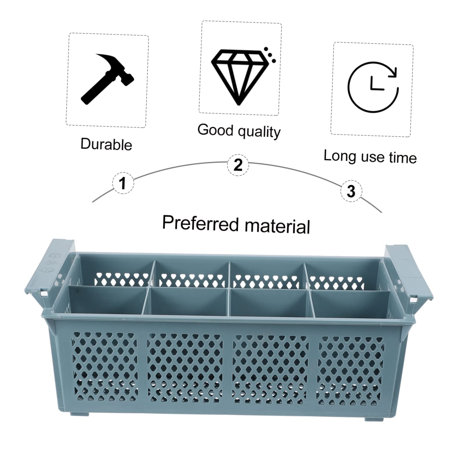 Cesta para Cubiertos del Lavavajillas de 8 Compartimentos de Plástico | Cesta de Drenaje, Almacenamiento de Utensilios de Cocina y Oficina, Fácil de Transportar