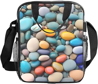 Beach Colored Pebbles Print Clear Insulated Lunch Bag Food Storage Tote Large Capacity For Picnic Bento Box