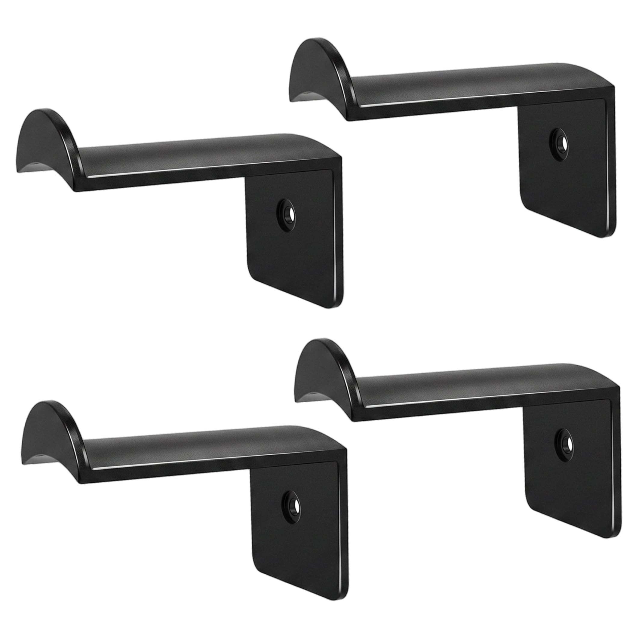 CAKEEYUM 4PCS Wall Mounted Cowboy Hat Holder Dual-Installation Hooks Adhesive Hooks for Hats Scarves & Keys - Black