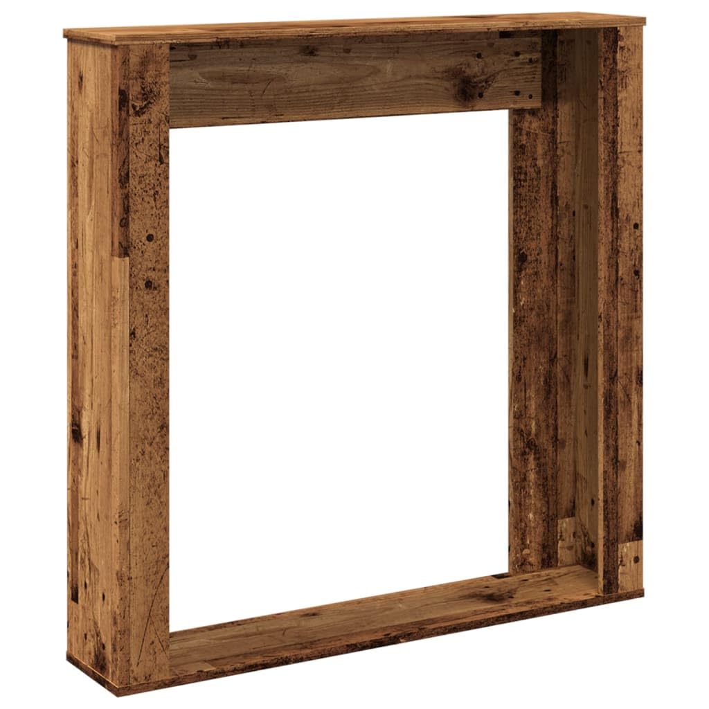 Repisa de chimenea con aspecto de madera envejecida, 100 x 20 x 100 cm, repisa para chimeneas eléctricas, función de almacenamiento con soporte de pared, accesorios de chimenea para salón y