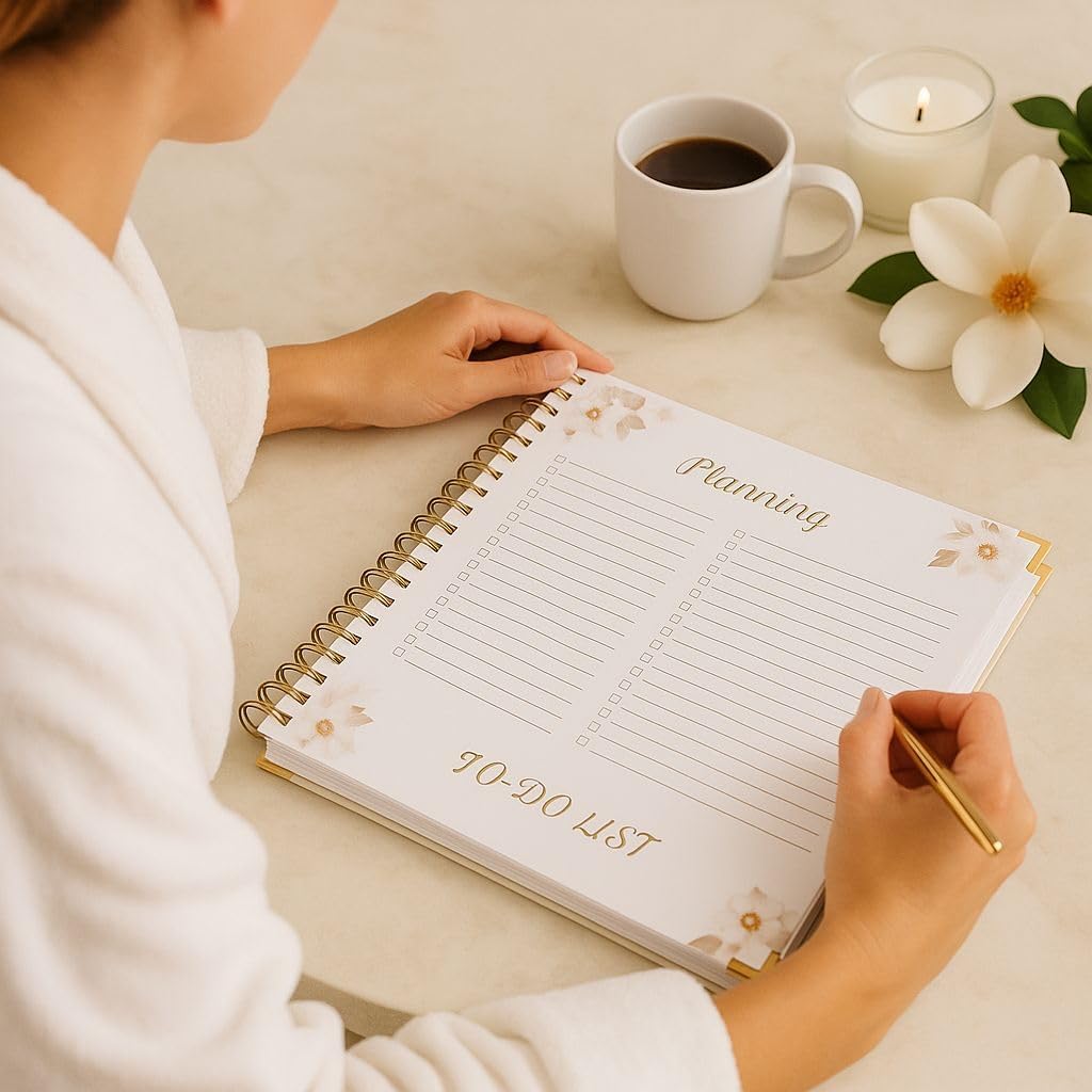 Wedding Planner with Pen and Highlighter Markers, Wedding Planner Book and Organizer with Metal Corners, White Wedding Planning Book - Hardcover Bridal Planner Gift for Bride to Be