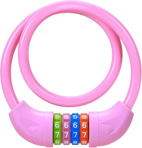 Sportneer Candado de cable combinación reiniciable de 4 dígitos de alta seguridad para bicicleta, resistente antirrobo, 25.6 pulgadas de largo,