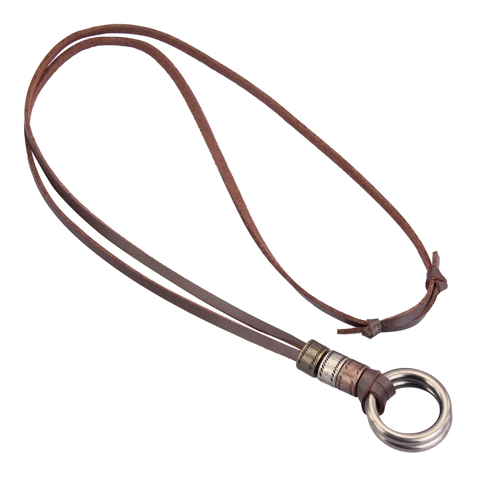 Collar de cordón de cuero, cadena multicapa con dije de madera, joyas vintage, bohemio, collar largo para usar con suéter, para mujeres y hombres, Cuero sintético, No es una piedra 6