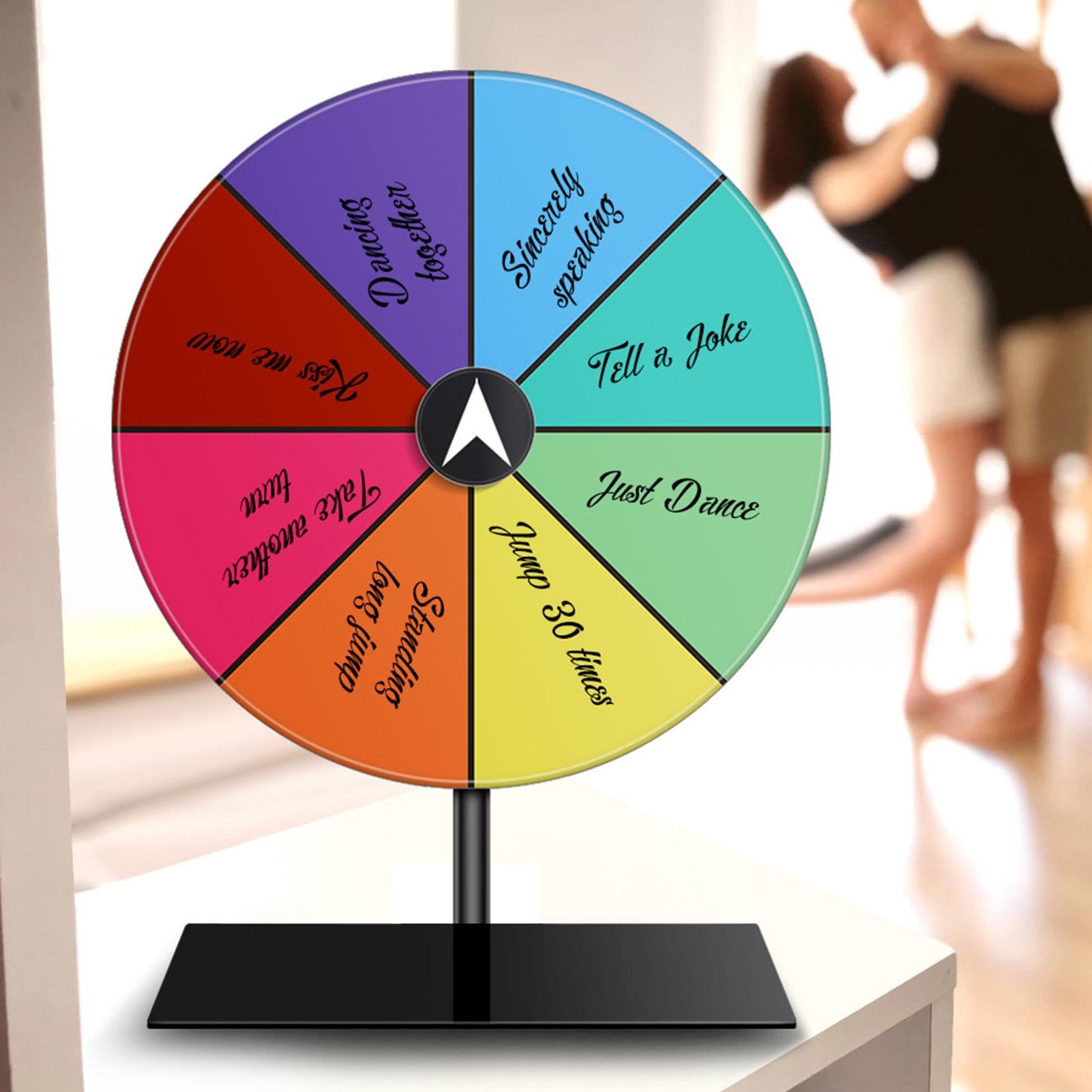 20cm S-Pinning Prize Wheel Tabletop, 8 Color Slots Prize Wheel Spinner with Base for Wedding Birthday Graduation Carnival Party Family Games, Dry Erase Surfaces, Wheels of Fortune Game