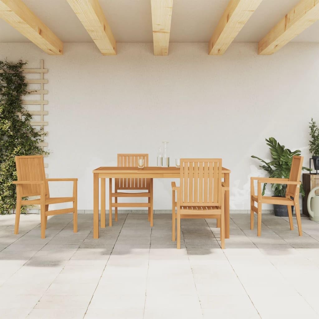 Mobili,Mobili da esterno,Set di mobili da giardino,Set da pranzo da giardino in legno massello di teak da 5 pezzi