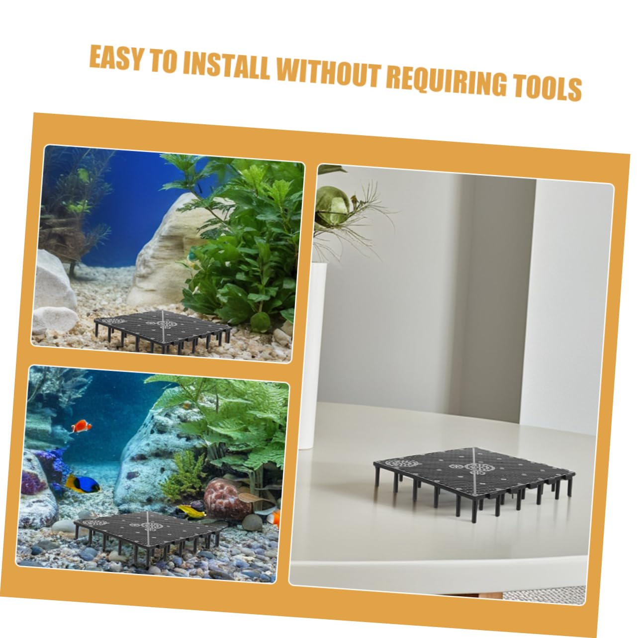COLLBATH Aquarium Bodenfilter Platte in Schwarz 10 Stück aus Kunststoff und Einfacher mit Hoher Filtrationseffizienz für Süßwasser und Salzwasseraquarien