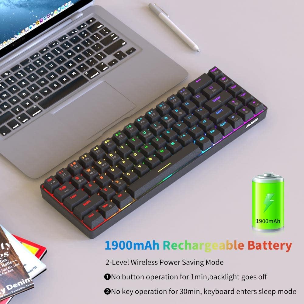 NACODEX 68 Key 65% Hot Swappable Mechanical Keyboard, 2.4G Wireless/Bluetooth/Wired RGB Backlit Gaming Keyboard, 1900mAh Programmable for Win/Mac/Gaming
