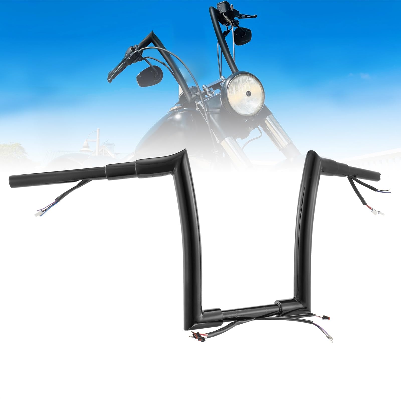 Pre-wired 12" Ape Bars for 14-22 Sportster, 12-17 Dyna Softail