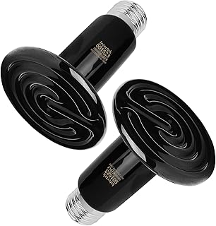 2 Pack 75W Black Ceramic Heat Emitter, Reptile Infrared Heat Lamp Bulb, No Light Emitted, Pet Brooder Coop Heater for Amphibians and Reptiles, Lizard, Turtle, Aquarium, Snake