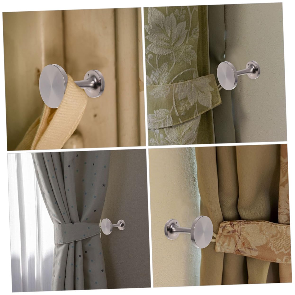 OUNONA 4 Pezzi Gancio per Tende Parete Decorativo Ganci per Tende tieback Nappa grucce Appendiabiti Legare la fermatende Decorative per tendaggi Holdback del Lega di Alluminio