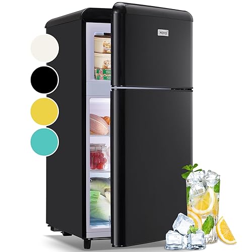 3.5 Cu.ft Retro Mini Fridge with Freezer Compact Refrigerators Black