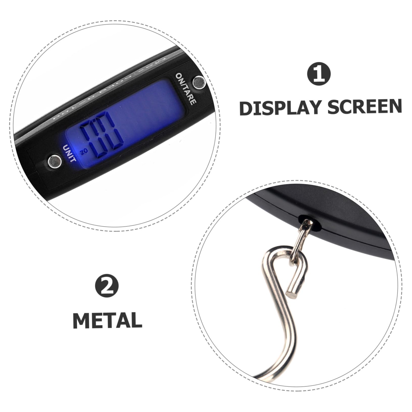 2 Piezas Báscula Digital Portátil de Equipaje con Gancho Grande y Asa Cómoda Pantalla Retroiluminada para Viaje y Pesca Ligera y Compacta para Maletas