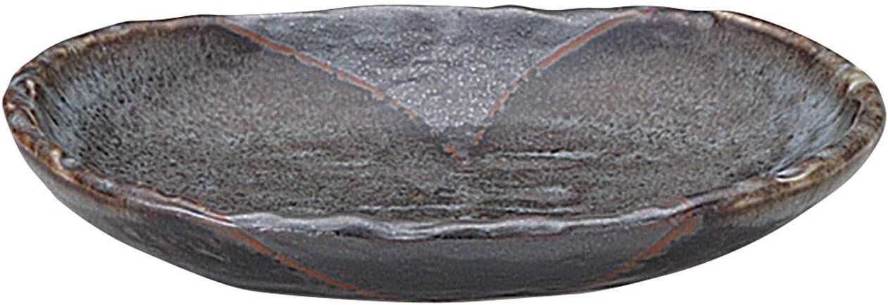 Maruka Kouyo 51538092 Long Plate, Mountain Grass, Long Diameter 5.7 x Short Diameter 3.6 x Height 1.0 inches (14.4 x 9.2 x 2.5 cm), Commercial Use