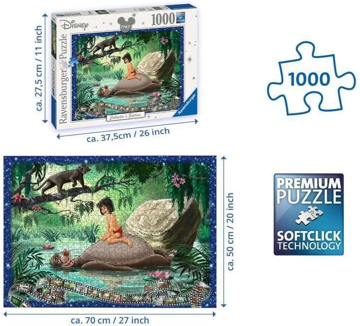 Ravensburger Disney Collector's Edition Jungle Book 1000 Piece Jigsaw Puzzle for Adults - Every Piece is Unique, Softclick Technology Means Pieces Fit Together Perfectly