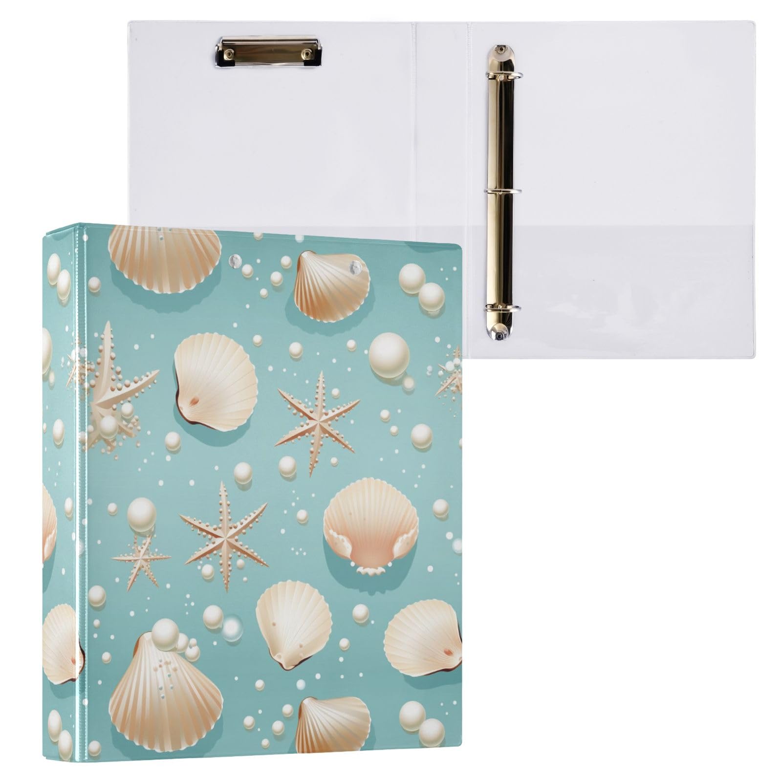 Shining Shell - Raccoglitore a 3 anelli, 3,8 cm, contiene 200 fogli con 3 tasche interne in PVC trasparente, per scuola e ufficio