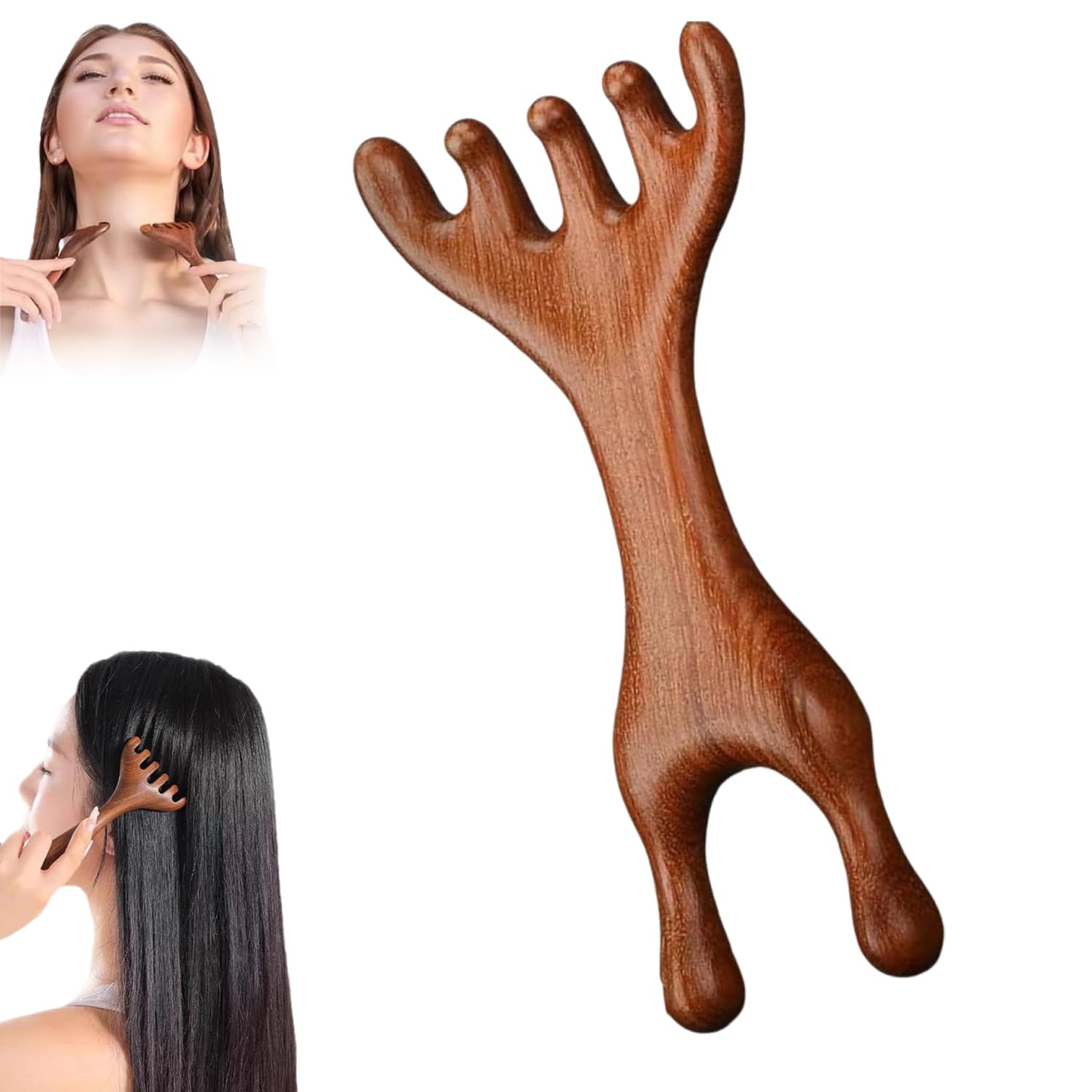 Five Touch Therapy Comb, Wooden Scalp Massager, Foot Massage Comb