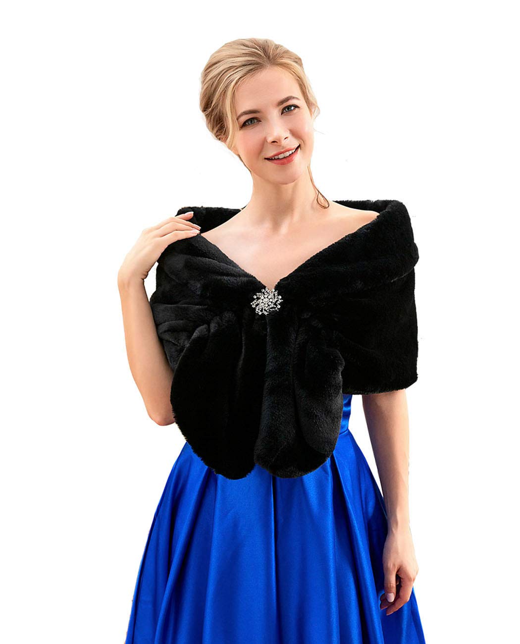 CateryWedding Faux Shawls and Wraps Fur Stole Winter Cover Up Accessories for Women