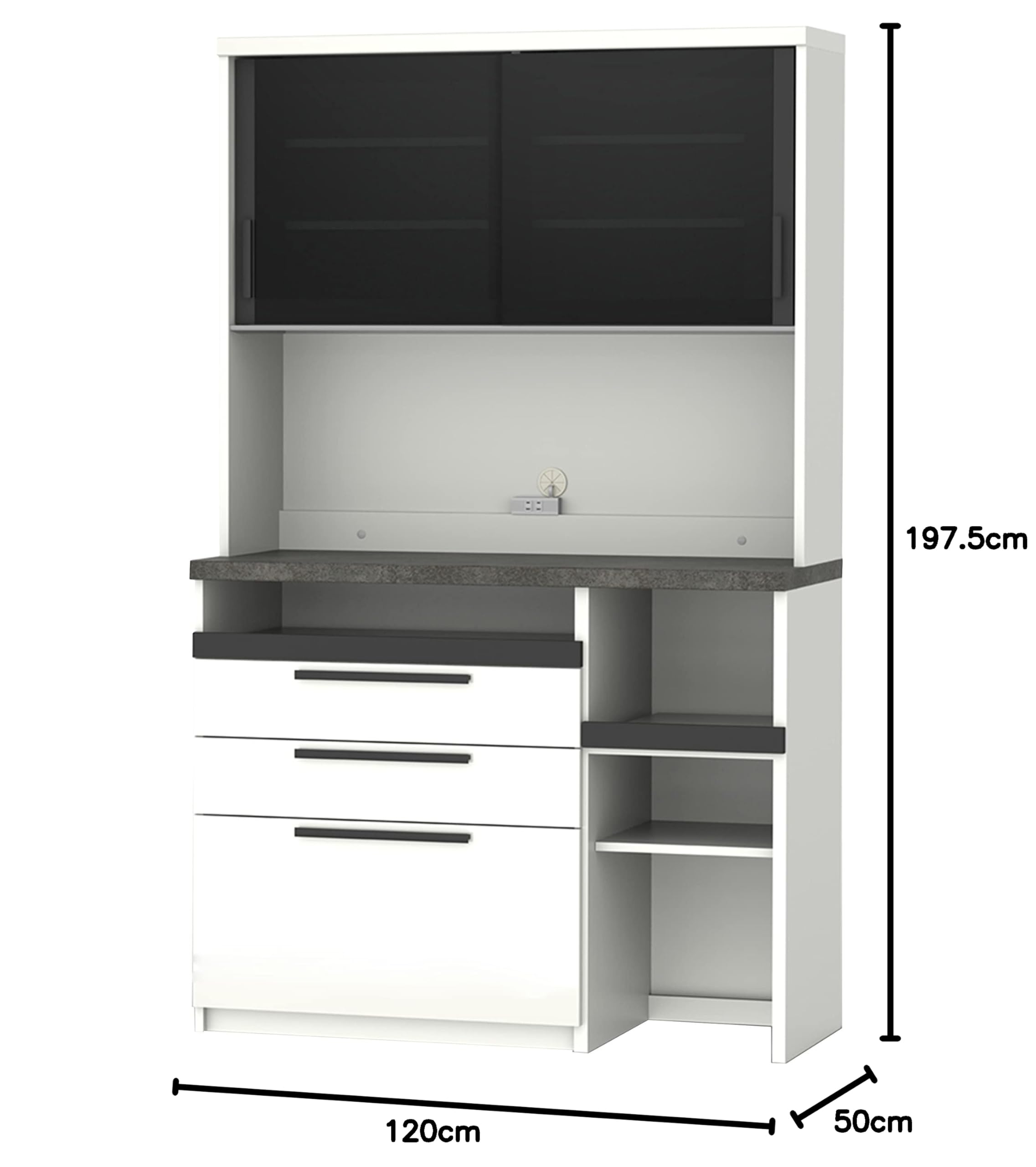 【7/21まで】キッチンボード 楽天市場】パモウナ 食器棚 幅120cm 奥行45cm 高さ198cm SY 完成