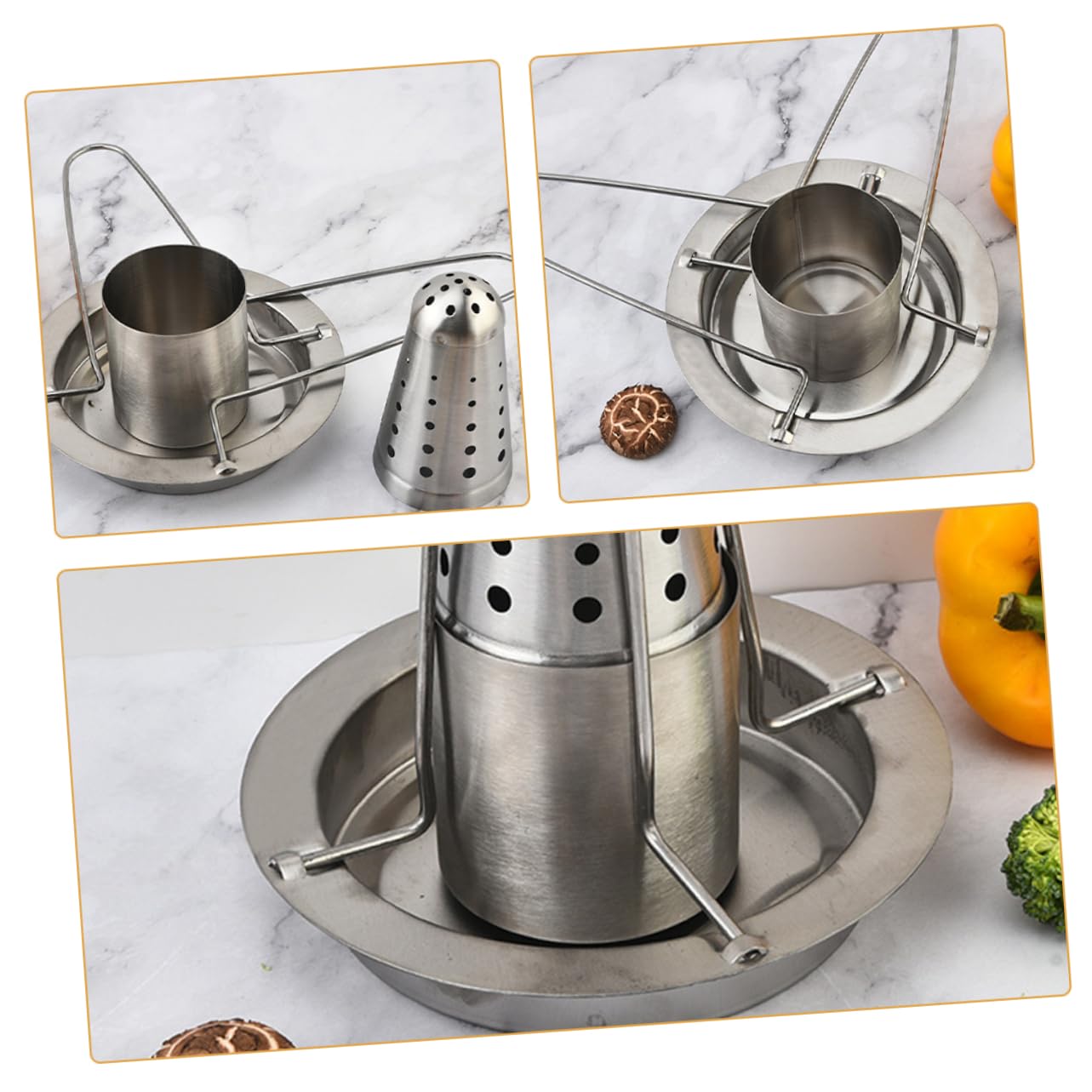 INOOMP Supporto Cottura Pollo Barbecue in Acciaio Inox, Griglia per Arrosti Leggera e Compatta per Barbecue all’Aperto