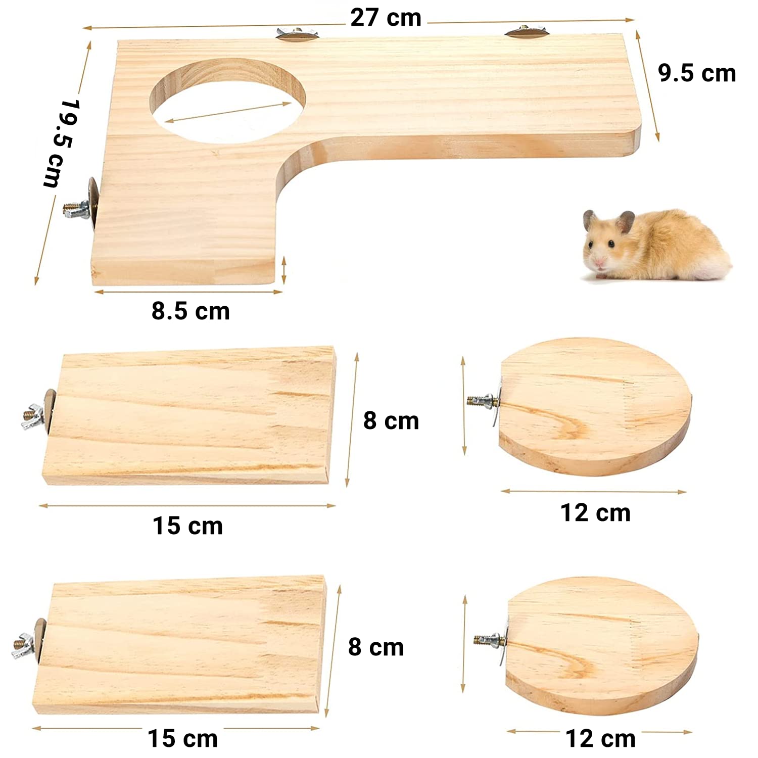 Lot de 5 Planches à Ressort pour Hamster Chinchilla Plate-Forme pour Écureuil Oiseau écureui Planeur de Sucre Planche de Support en Bois pour Petits Animaux(L)