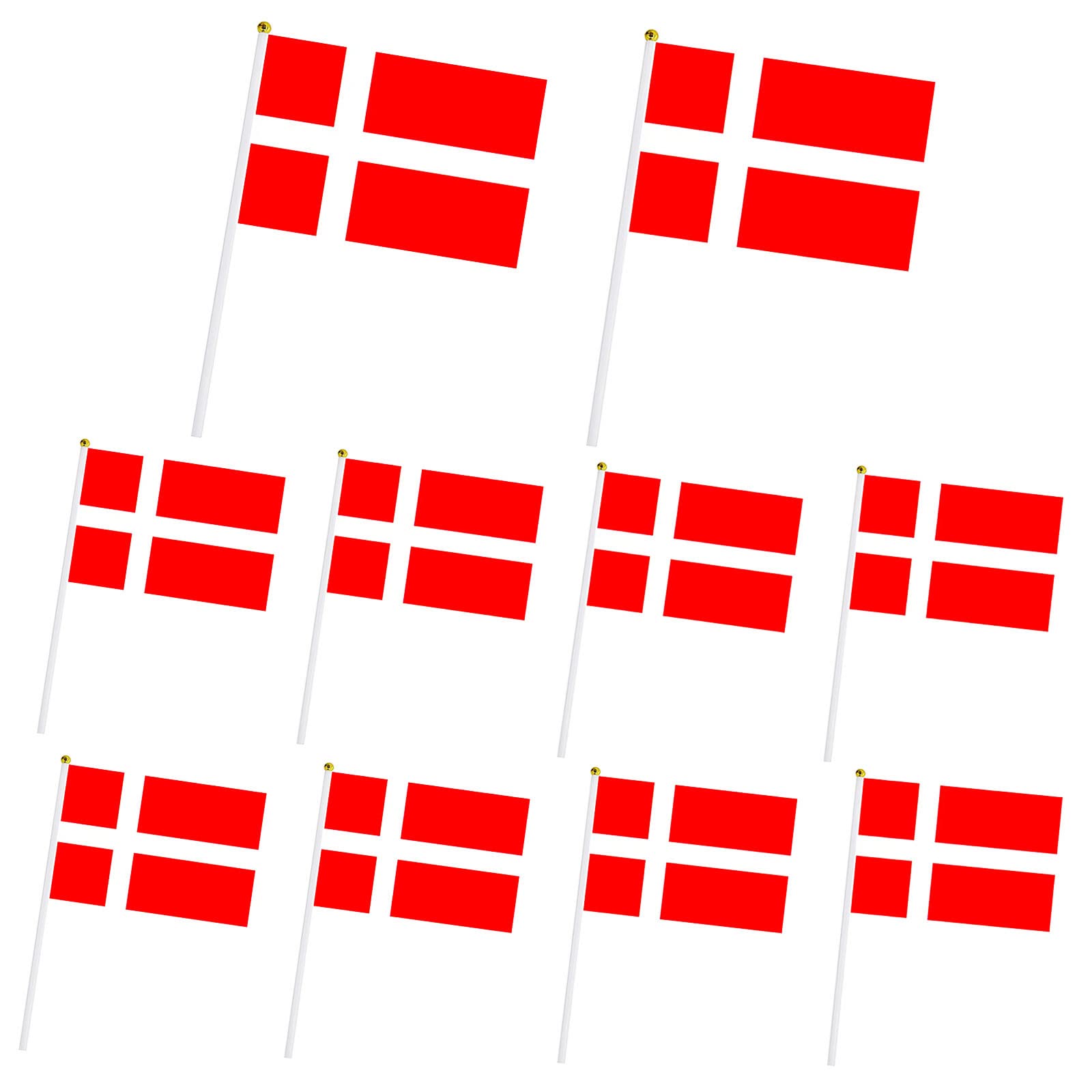 10pcs Mini Denmark Handheld Flags Stick Flags,Small Denmark Flags on Sticks for World Cup 2022 Decorations Cheering Flags Outdoor/Bar/Party Supplies,Denmark Football Fans Hand Flags
