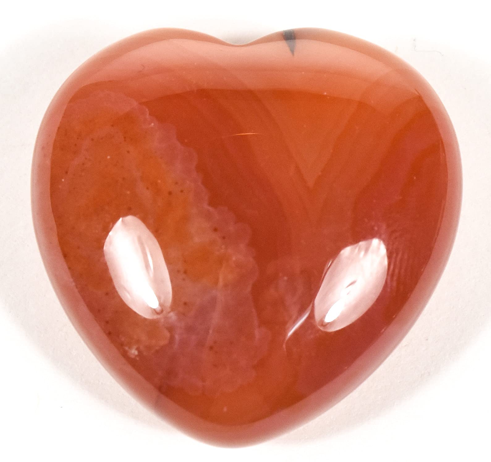 HQRP-Crystal 1PC Heart Aquamarine Lapis Lazuli Agate Quartz Chalcedony Mookaite Laradorite Jasper Aventurine Sodalite Amber (Red Orange Carnelian Agate)