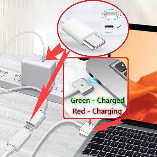 Miniatura 2 de USB C hembra a magnético 2 T Tip convertidor de cable de carga para magnético 2 T punta para Pro 1315 pulgadas para aire 1113 pulgadas (modelos